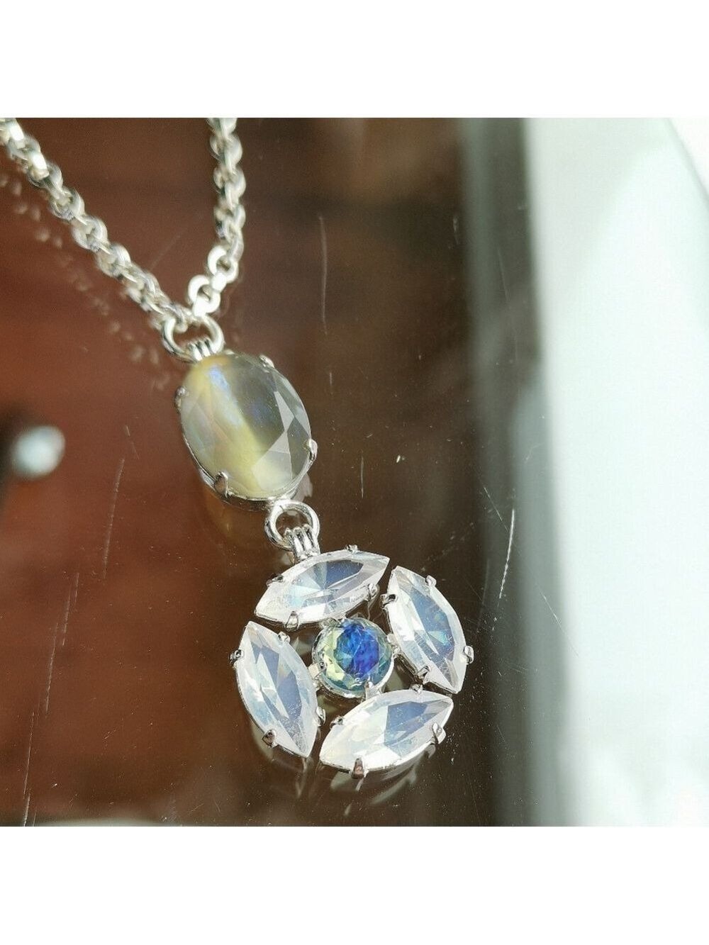 CAMEE opalite and tourmaline Swarovski Crystal pendant necklace 🆕